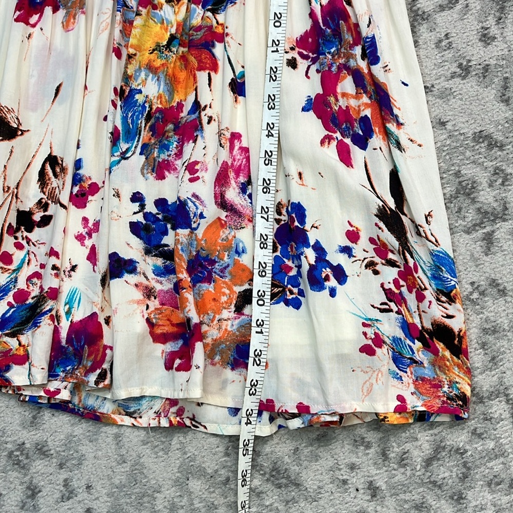 ENTRO FIT AND FLARE FLOWY RAYON DRESS COLORFUL WITH CREAM LINED SZ SM NWT - Picture 16 of 16